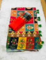 Chanduri Soft Silk Saree with Stone Work and Digital Print