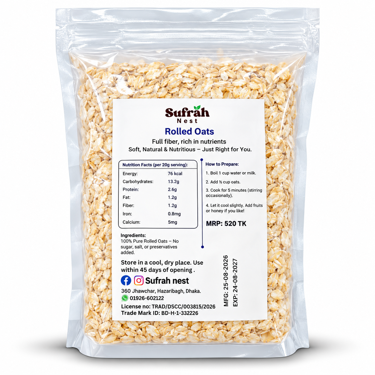 Sufrah Nest Premium Oats – 500g