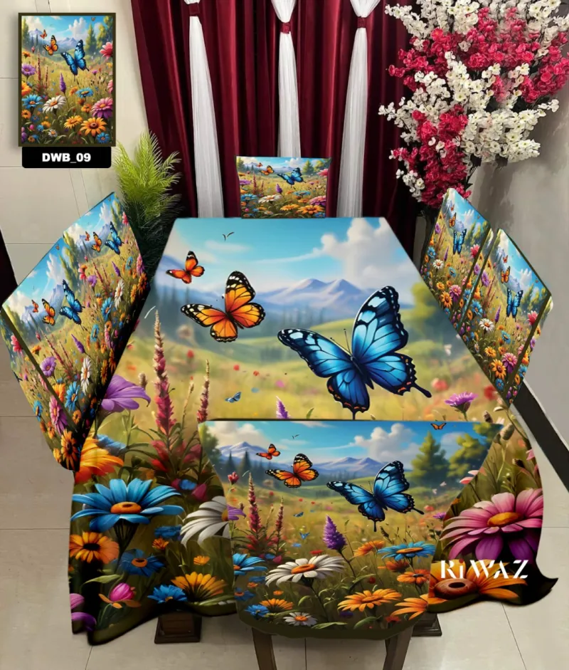 Dining Chair and Table Cover Set, 3D Print, Chair Covers 18 x 21 Inch