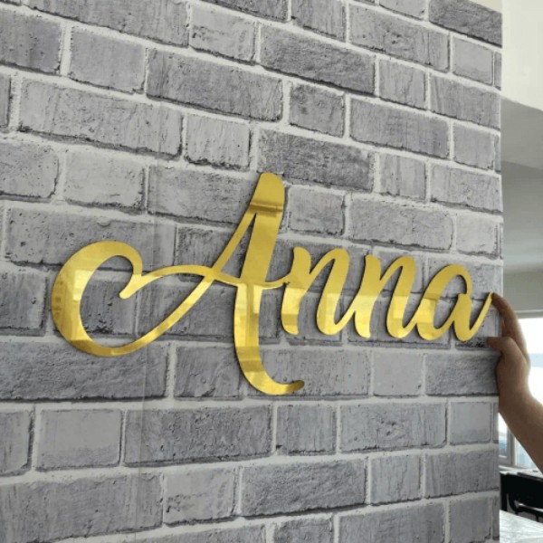 Custom Acrylic Name Sign Choose Your Font - living room decor, party decoration, baby name sign, nursery decor, mirror gold sign
