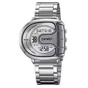 SKMEI 2298 Digital Stainless Steel (Metal) Luminous Men’s Watch (Silver Colour)