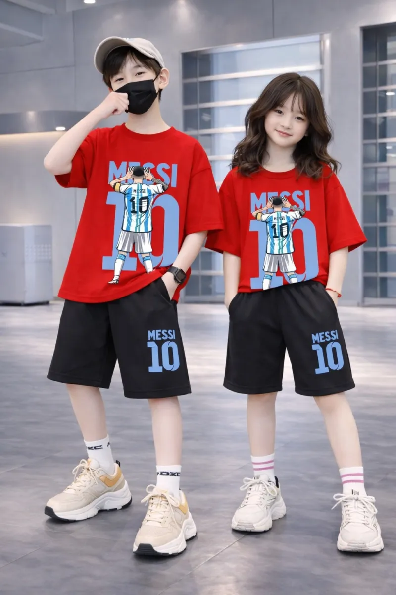 Kids' Pure Cotton Drop Shoulder Set, Pant with Side Pockets