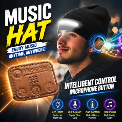 M1-BTD3 Rechargeable LED Light Beanie Hat – 1200lm Super Bright Headlamp Cap with Bluetooth 5.4 Wireless Music Headset & 3 Lighting Modes