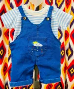 Baby Denim and Cotton Romper Set, T-Shirt and Pant, 9-12M