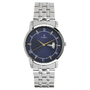 Titan (NS1774SM01) Analog with Day and Date Blue Dial Stainless Steel Strap watch for Men