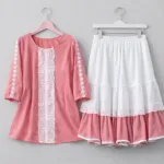 Ladies' Cherry Georgette Tops and Skirt Set, 25 Inch Top