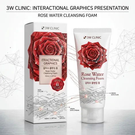 3W Clinic Rose Water Cleansing Foam 100ml (Korea)