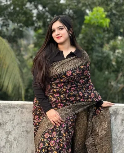 Screen Print Work Half Silk Saree, 12 Haath, for Women