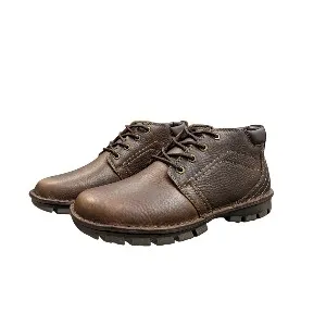 26012-Coffee Genuine leather Premium Leather Lace Up High Top Casual Shoes for men