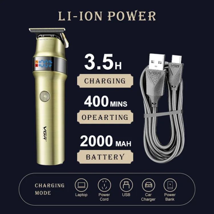 VGR V-991 Trimmer with 5W USB Smart Digital Display