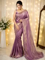 Shimmer Silk Saree with Running Blouse Piece for Parties