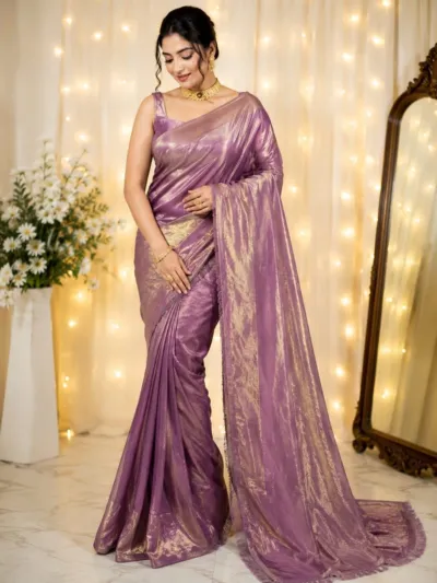 Shimmer Silk Saree with Running Blouse Piece for Parties