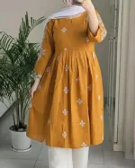Women's Anarkali Two Piece Gown, AC Cotton with Embroidery