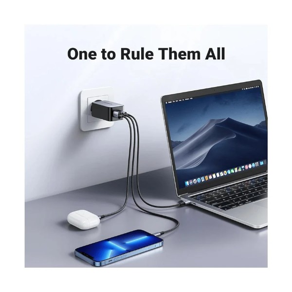 Ugreen Nexode CD244 65W GaN USB & Dual USB-C PD Black & Gray Charger (EU)