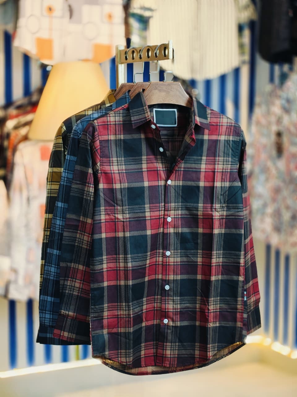 Men's Pure Cotton Full Sleeve Check and Print Shirt, Slim Fit