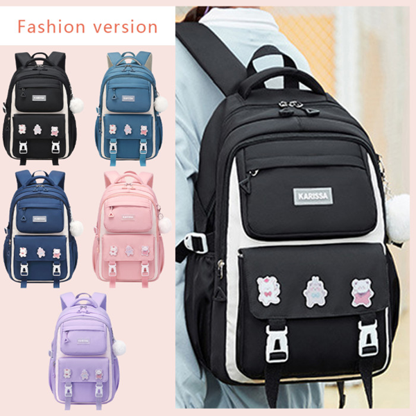 Kids Backpack Children School Bags Waterproof Primary Schoolbag Book Bag (black)