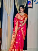 Soft Silk Katan Buti Saree with Jacquard Border, 6 Colours