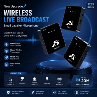 SX85 Dual Wireless Mic for PC, DSLR, iPhone & Android