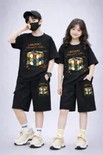 Kids' Drop Shoulder Printed Tee and Pant Set, 6 Colours