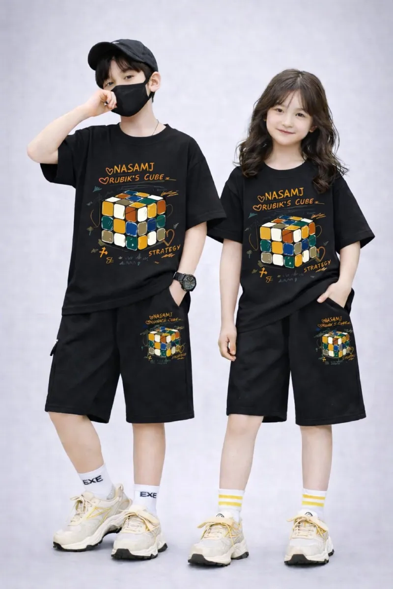 Kids' Drop Shoulder Printed Tee and Pant Set, 6 Colours
