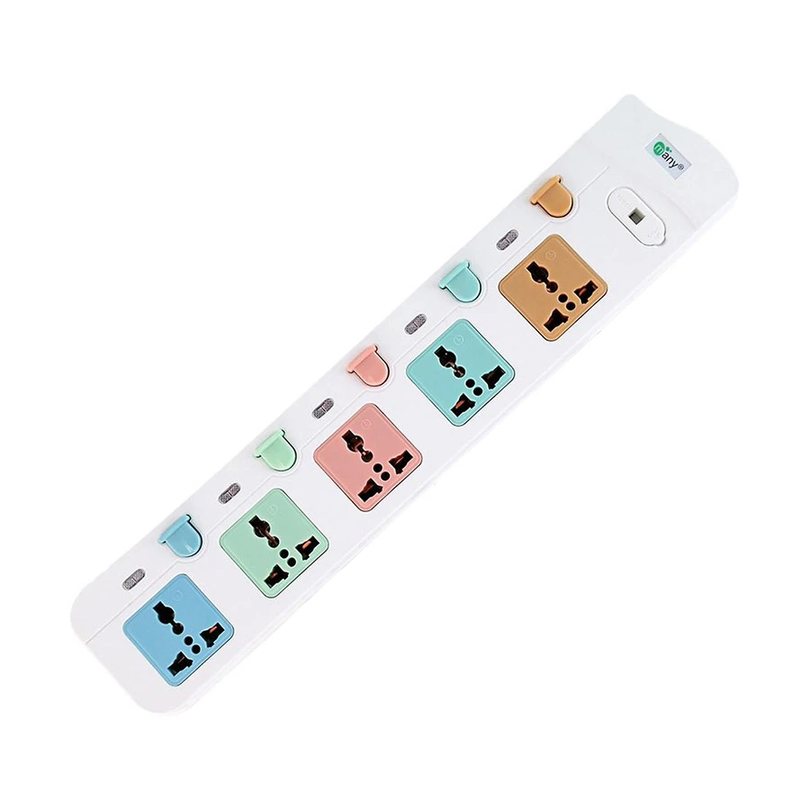 Many MTS-158 2 Pin 5 Port Power Strip 5 Meter White