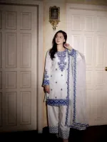 Readymade Pure Cotton Three Piece with Neck and Side Embroidery