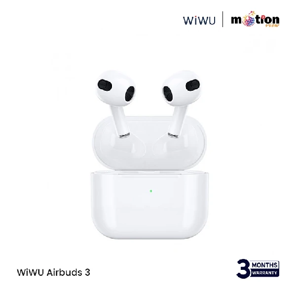 WiWU Airbuds 3 HF Sound Magsafe Charging With Silicone Case & 1M Lightning Cable - White