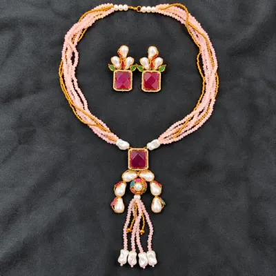 Premium Turkish Crystal and Pearl Necklace Set