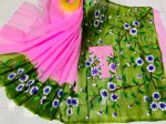 Hand Brush Print Couple Dress, Half Silk Saree and Dhupian Panjabi
