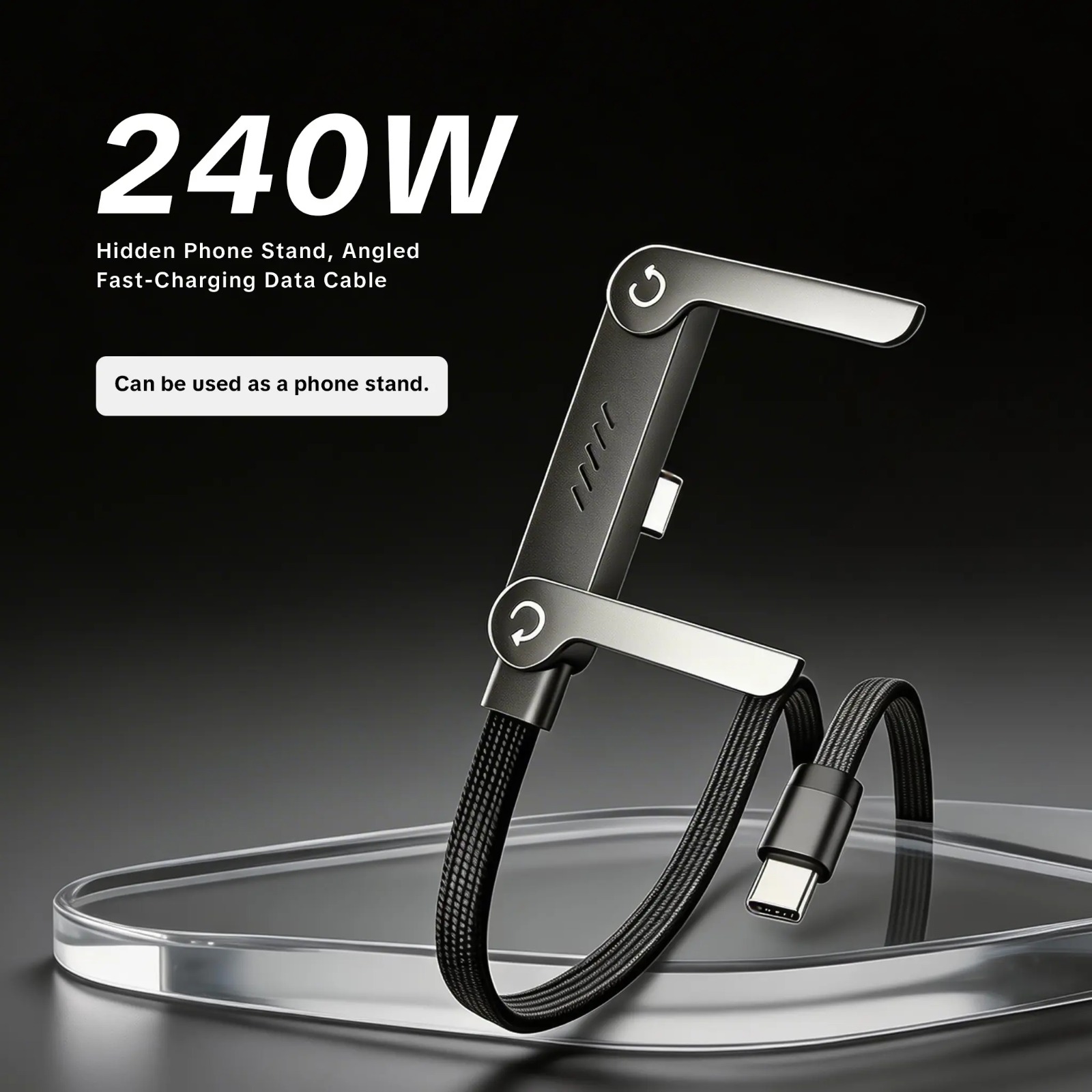 3 in 1 Fast Charging  Type-c TO Type-c Cable 240W with Stand