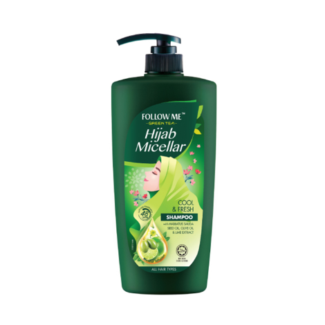 Follow Me Green Tea Hijab Micellar Cool & Fresh Shampoo 650ml (Malaysia)