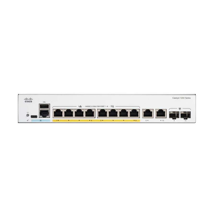 Cisco Catalyst 1200 10-Port Managed Switch with 8 PoE+ & 2 SFP Combo