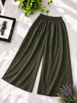 Women's Solid Colour Linen Palazzo, Free Size Waist 28 to 42