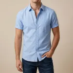 Men's Stylish Half Sleev Casual Solid Shirt  ( SKy )