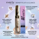 Everly Beauties Pure Matte Full Coverage Concealer & Corrector - Creamy Natural (China)