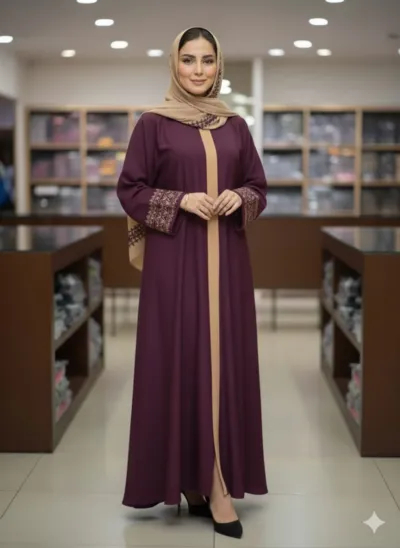 Sneha Embroidered Borka with Hijab, Lengths 50 to 56