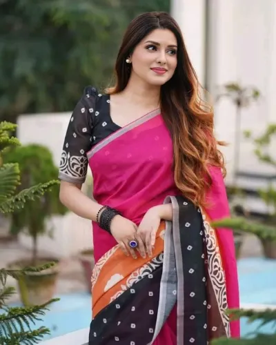 Women's Chanduri Silk Digital Print Saree with Blouse, 12.5 Haath