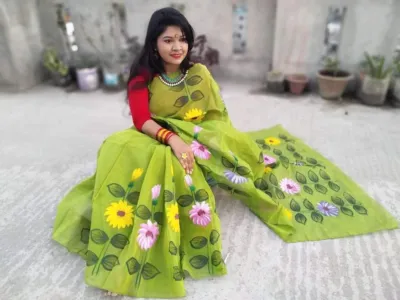 Hand Painted Half Silk Saree for Women of All Ages