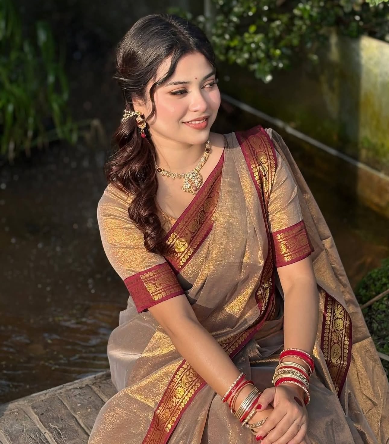 Lama Silk Saree with Running Blouse Piece, 12 Haath