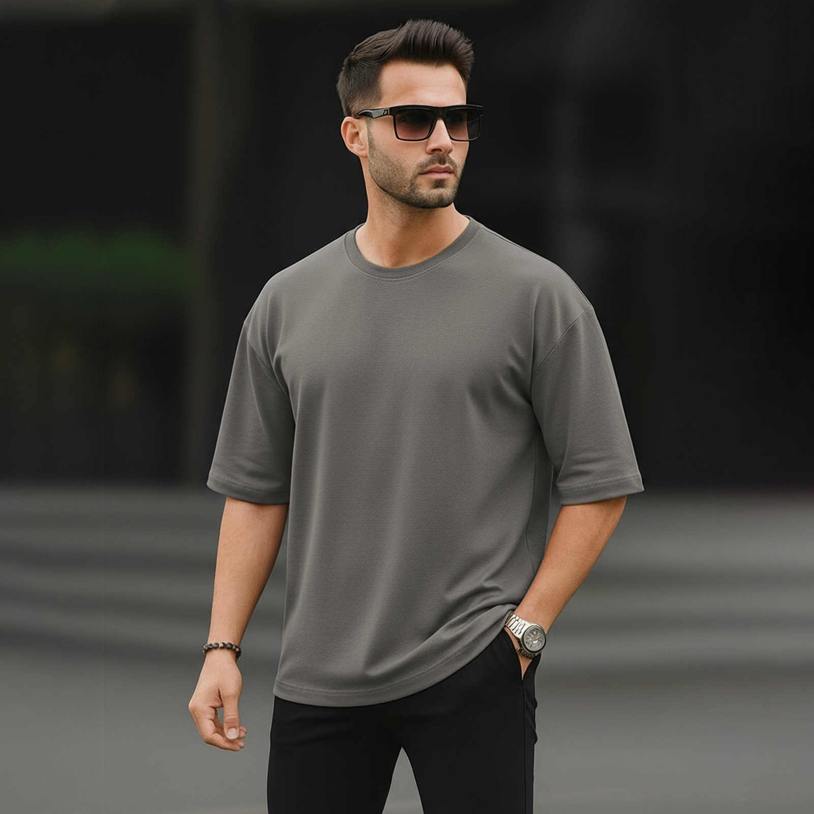 Men's Solid Drop Shoulder T-Shirt, Pure Cotton 160 GSM