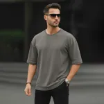 Men's Solid Drop Shoulder T-Shirt, Pure Cotton 160 GSM