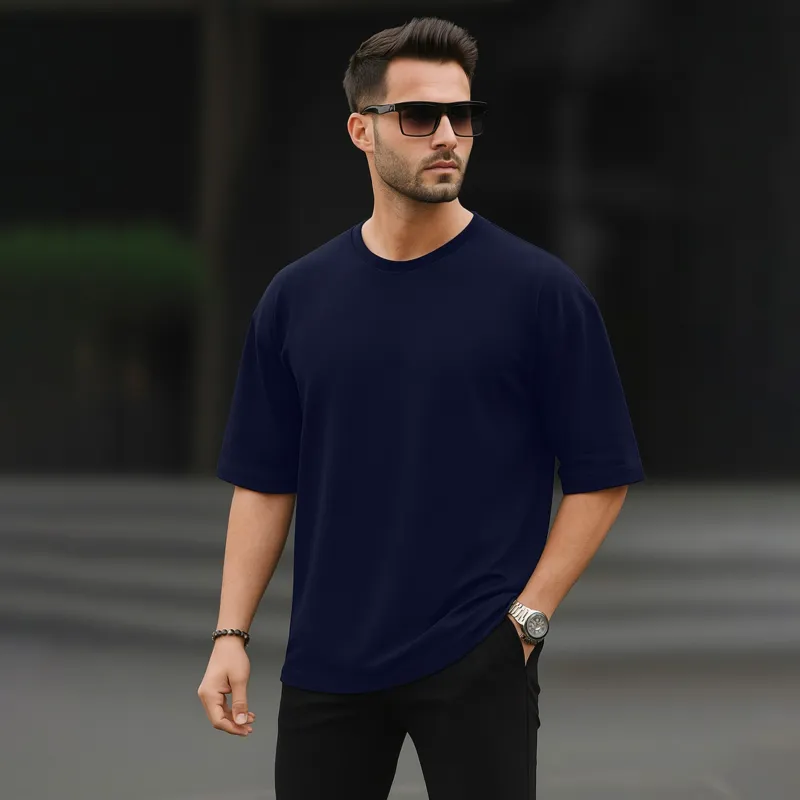 Men's Solid Drop Shoulder T-Shirt, Pure Cotton 160 GSM