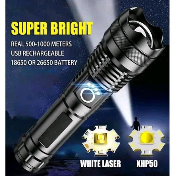 Rechargeable Waterproof Zoom LED Flashlight USB Torch Light