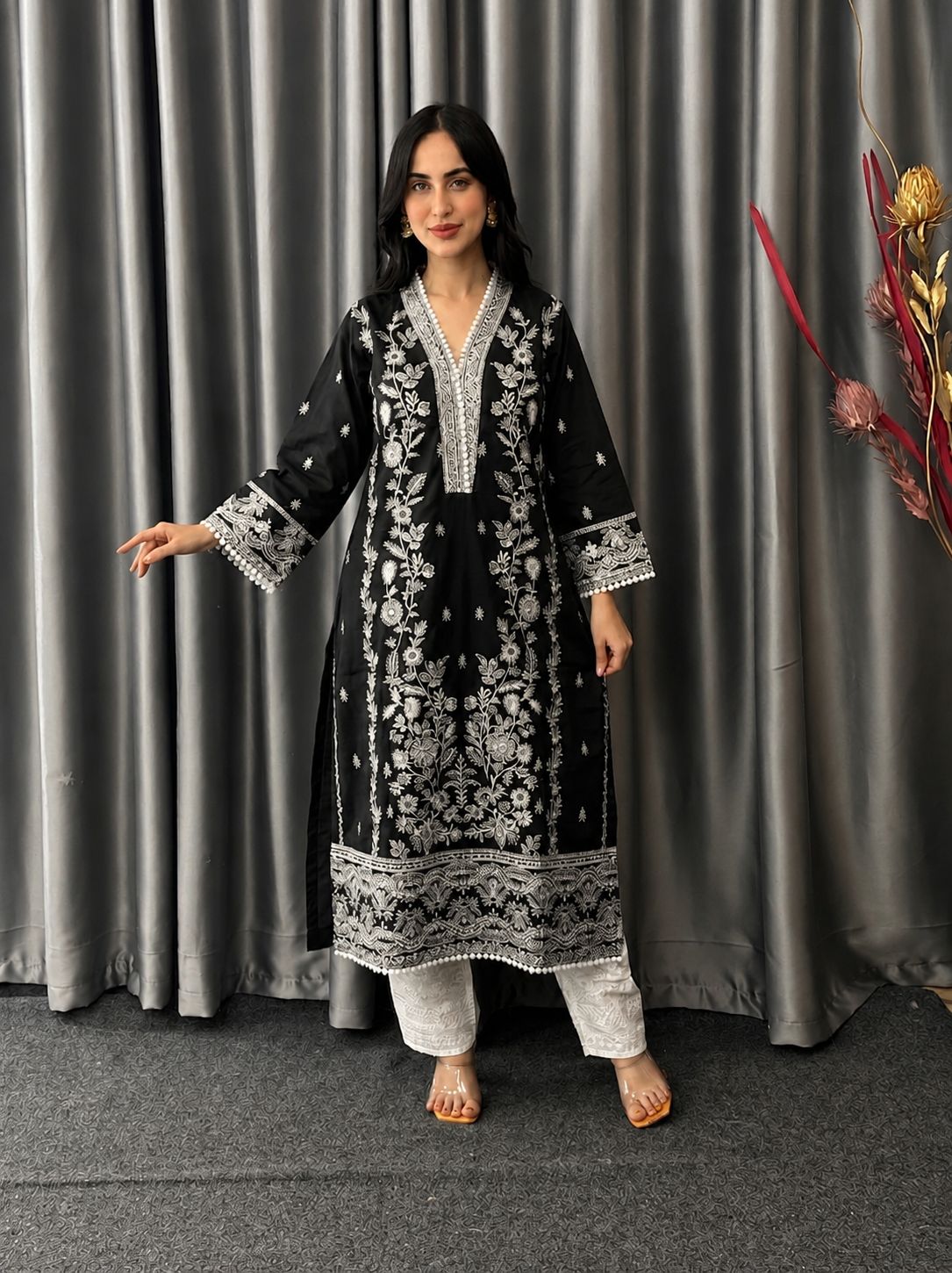 Women's Cotton Two Piece with Embroidered Kameez and Salwar