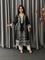 Women's Cotton Two Piece with Embroidered Kameez and Salwar