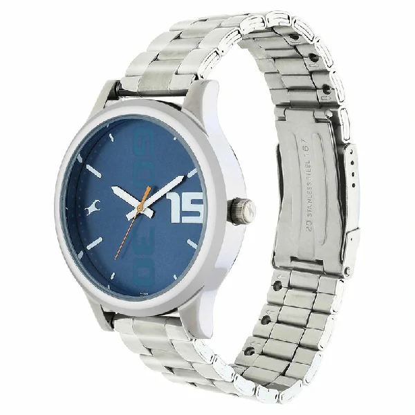 Fastrack NS38051SM05 Bold Quartz Analog Blue Dial Stainless Steel Strap Watch