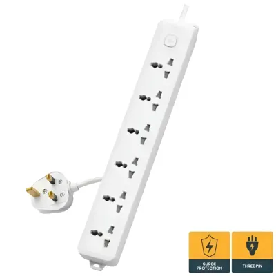Deli CT705ES 3 Pin 6 Port 3 Meter Power Strip With Surge Protection