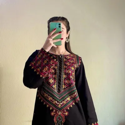 Women's Slub Cotton 2 Piece Set with Full Embroidery