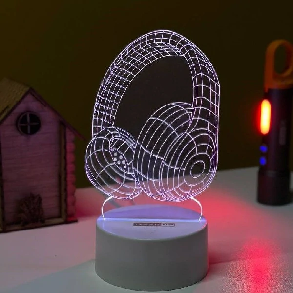 GearUP Acrylic Multicolor Night Lamp (Headphone)- WHITE