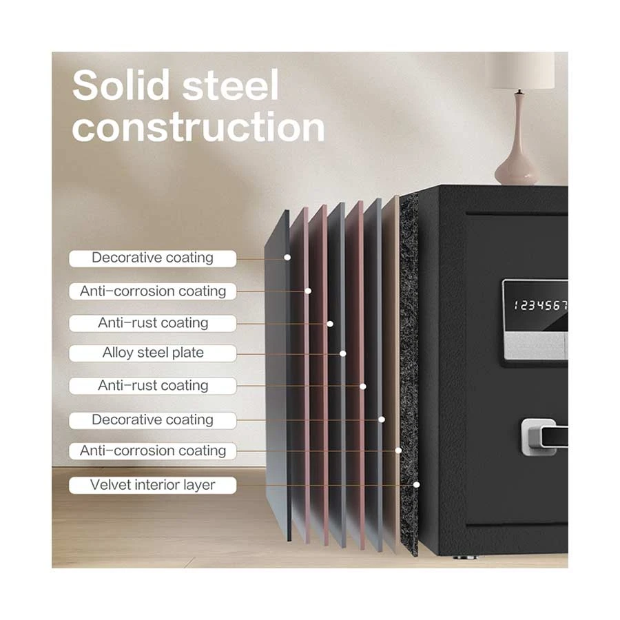 Deli ET621 Black Digital Safe Box Locker Vault (Key & Password)